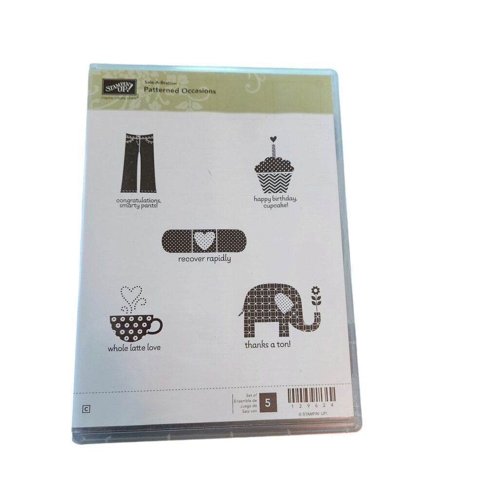 Stampin' Up! PATTERNED OCCASIONS Stamp Set of 5 129624 Giraffe Cupcake Congrats